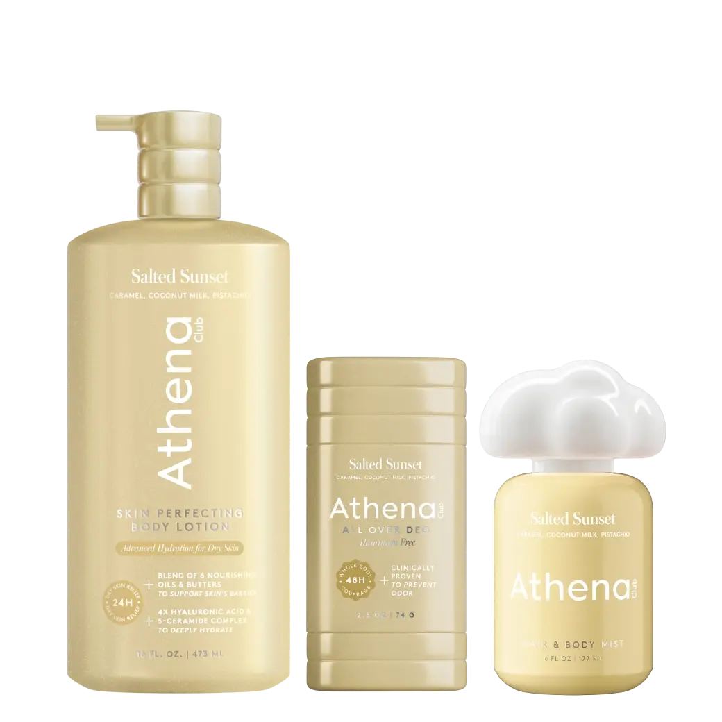 Salted Sunset - Scent Layering Trio | Caramel, Coconut Milk, Pistachio | Skin-Loving Hydration + Odor Protection | Buildable Fine Fragrance