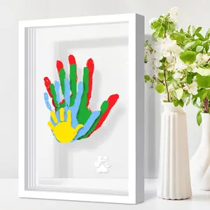 Family Handprint Footprint DIY Kit, Memory Keepsake Frame, Perfect Gift for New Moms, Infant, Newborn, Pets, Families, Father‘s Day, Mother's Day, Baby Shower, Customizable Color Handprint Collage Frame