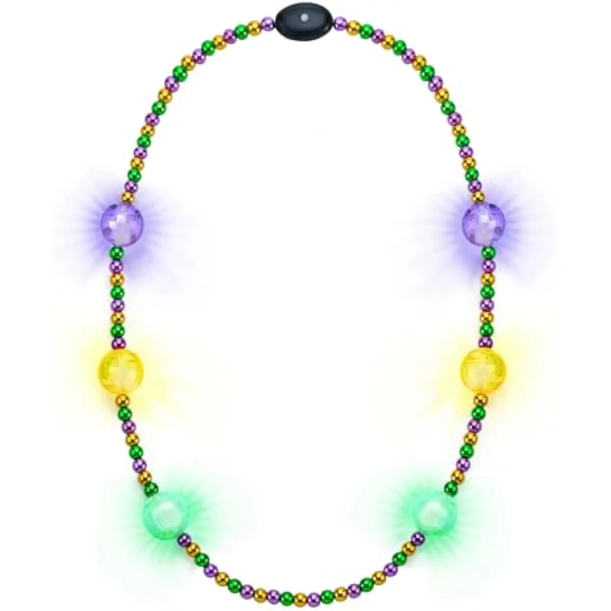 41'' LED Mardi Gras Jumbo Bead Necklaces, Light Up Party Necklaces, Gold Green Purple Mardi Gras Necklace Bead, Mardi Gras Decorations Party Favors Outfit Accessories