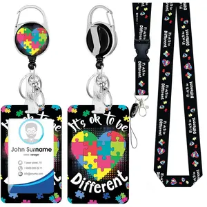 Id Badge Holder with Retractable Reel Clip, Cute Design for Women, Nurse, Teacher & Student, Vertical ID Card Protector Case