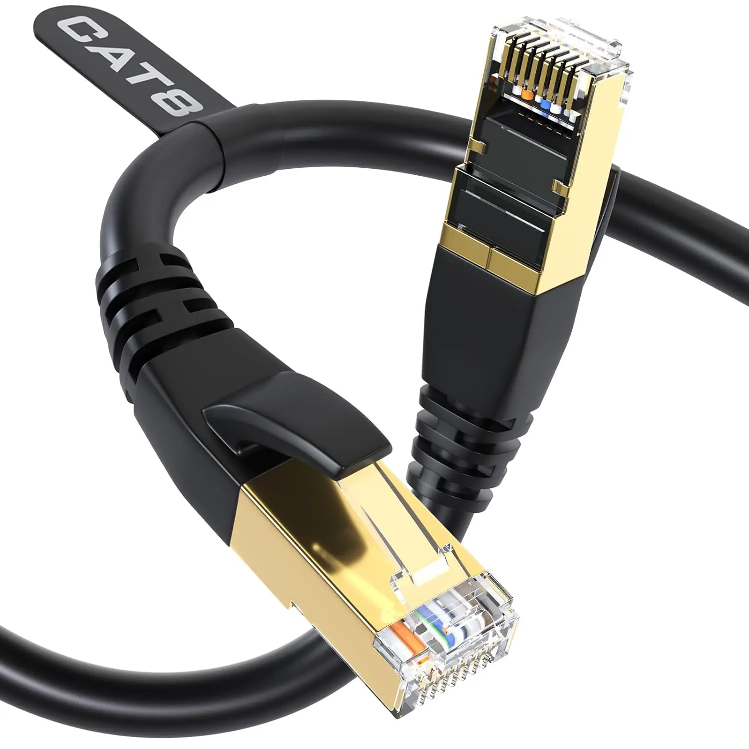 DbillionDa Cat 8 Ethernet Cable 40Gbps 2000MHz, 6FT Supports Cat7 Cat6 Cat5e Cat5, High-Speed RJ45 Cable, Heavy-Duty Indoor/Outdoor, Gold-Plated, Weatherproof & UV-Resistant for Gaming, PC, Router