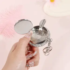 Studded Round Ashtray with Keychain, Creative Design Mini Size, Portable Travel Ashtray for Car Home Office