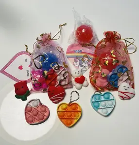 Sweetest Fidgets Bead Ball, Heart Pop It Keychain & Squishy - Valentines Gift Exchange Bag