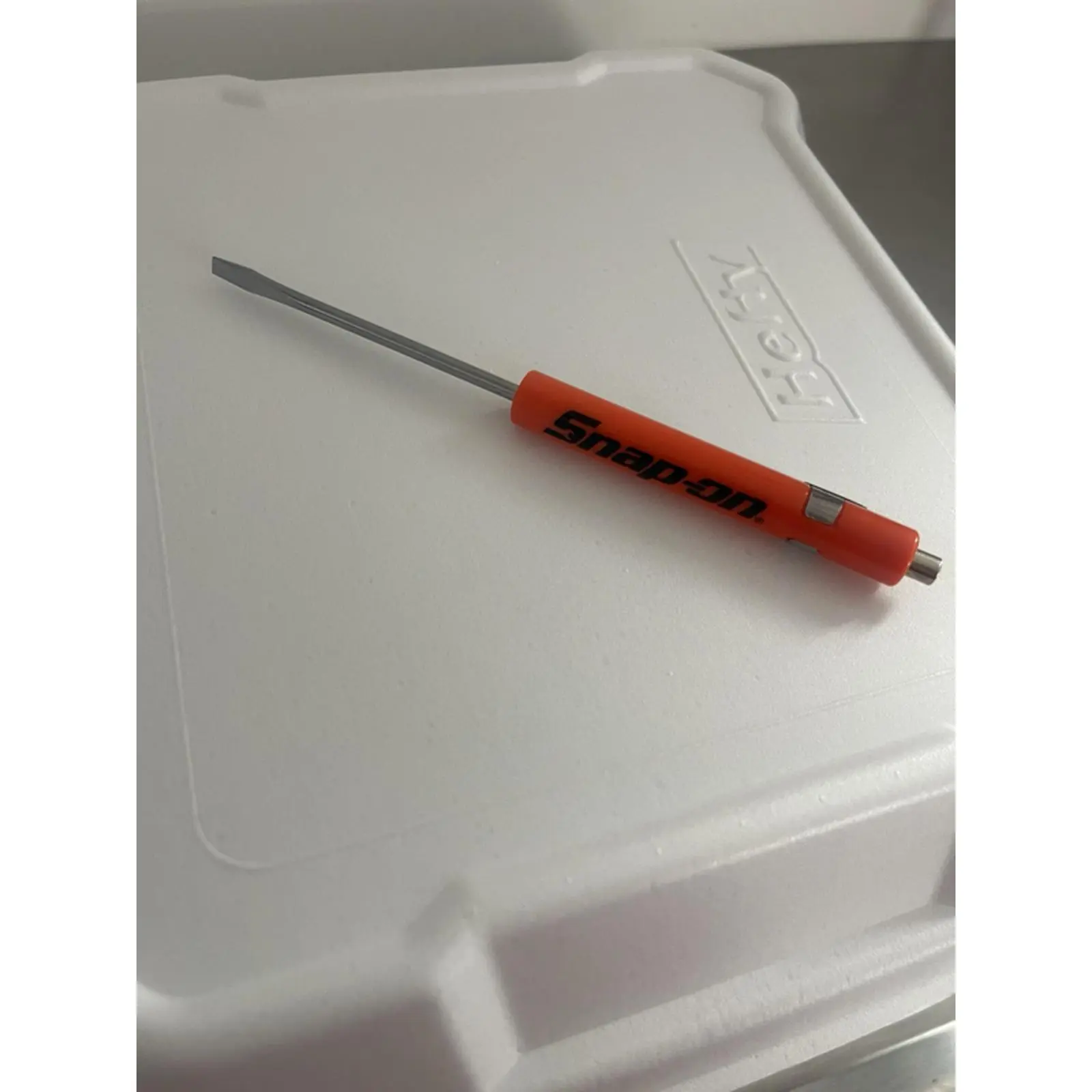 Snap-on Tools Pocket Screwdriver New Orange Black Logo Flat Head One End Magnet Other End