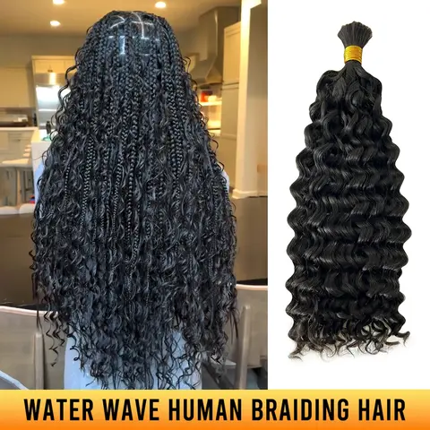 Ygwigs Water Wave Bulk Hair For Braiding Natural Black