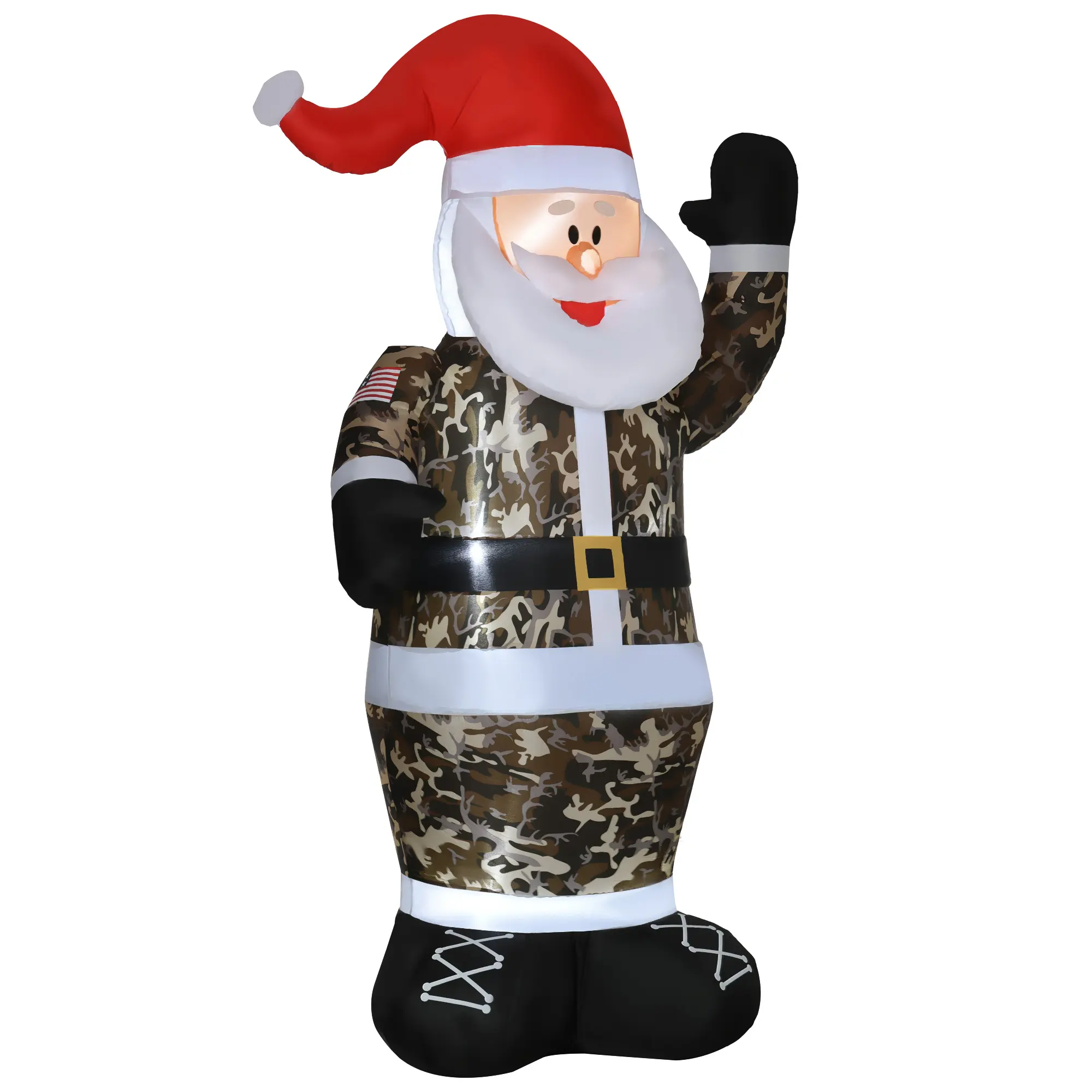 8ft Outdoor Christmas Inflatable Decorations - Camouflage Santa Claus with LED Lights, Blow-Up Festive Outdoor Decor for Home Holiday Displays
