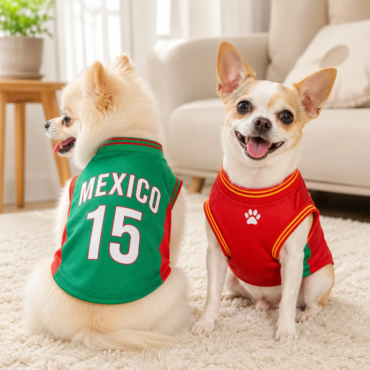 Mexico 15 Pet Jersey Shirt for Dogs and Cats, Breathable Sleeveless Pet Soccer Vest, Lightweight Puppy Sports Outfit for Small Medium Pets, Cute Mesh Dog Cat Clothes for Daily Wear, Photos, Parties and Game Day