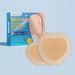 Silicone-Bordered Foam Dressing for Sacrum-Ultra Absorbent Wound Pad with Waterproof Shield (5 Pack/18cm)