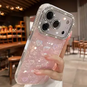 Phone case: Phone case suitable for iPhone 17, 16, 15, 14, 13, 12, 11 Pro Max Plus,, drop-resistant, Protective ultra-thin shockproof semi-transparent frosted case Premium Sparkling White Diamond Surprise Gift for Women and Girls