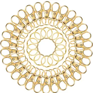 100PCS Zinc Alloy Gold Swivel Clasps - Swivels Freely, Lanyard Snap Hooks with Key Rings, Lobster Claw Clips for DIY Jewelry Crafts