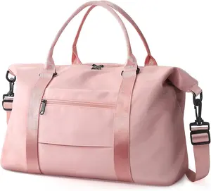 Waterproof Polyester Weekender Carry On Bag with Trolley Sleeve - Multi-Pocket Sports Gym Tote, Overnight Travel Duffle for Female - Hospital Bag for Mom