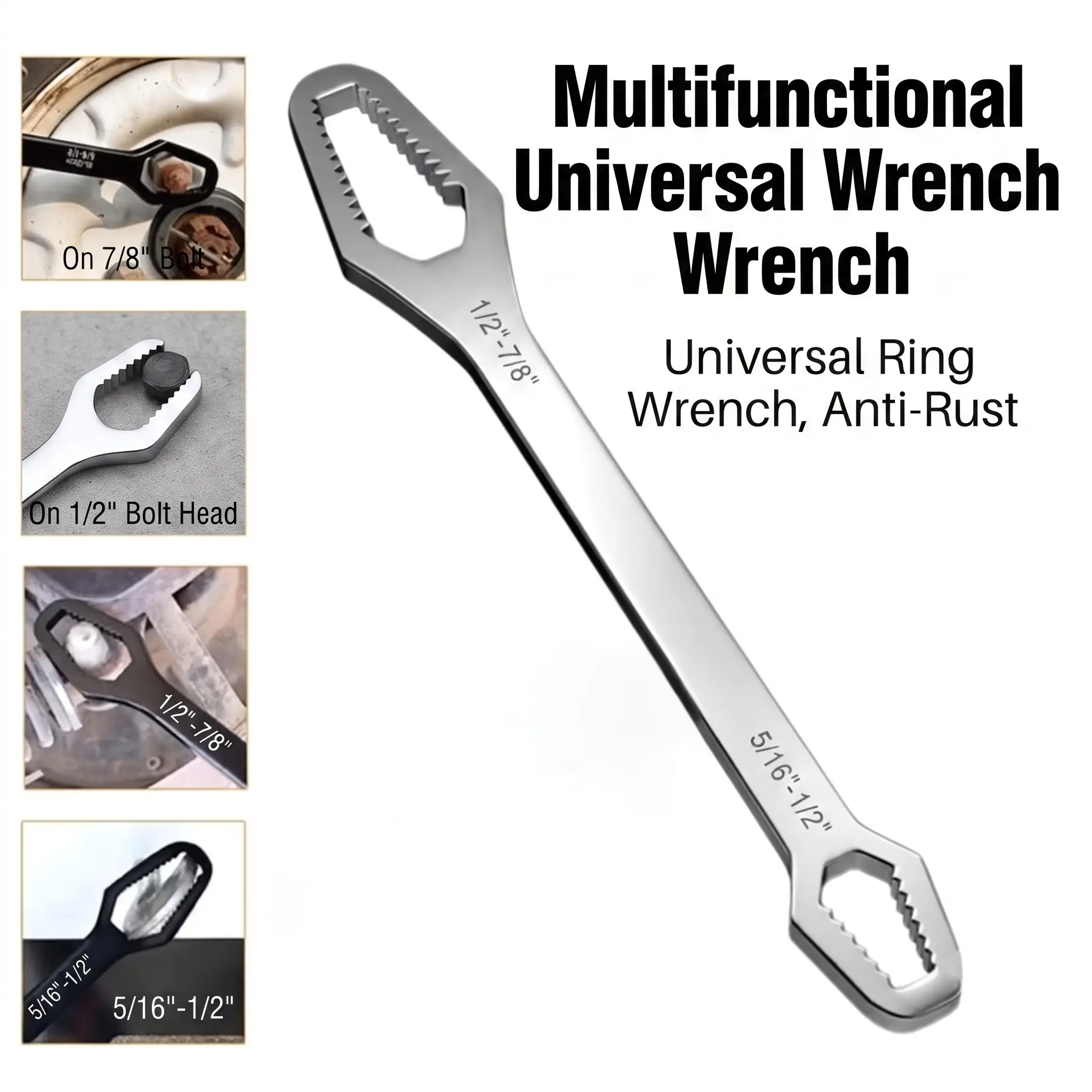 Universal Car Torx Wrench,8-24mm Self-tightening Wrench,Double-head Torx Spanner,Non-Slip Multi-function Wrench for Most Nuts & Bolts Repair,Professional Car Assembly & Disassembly Tool, Universal Wrench