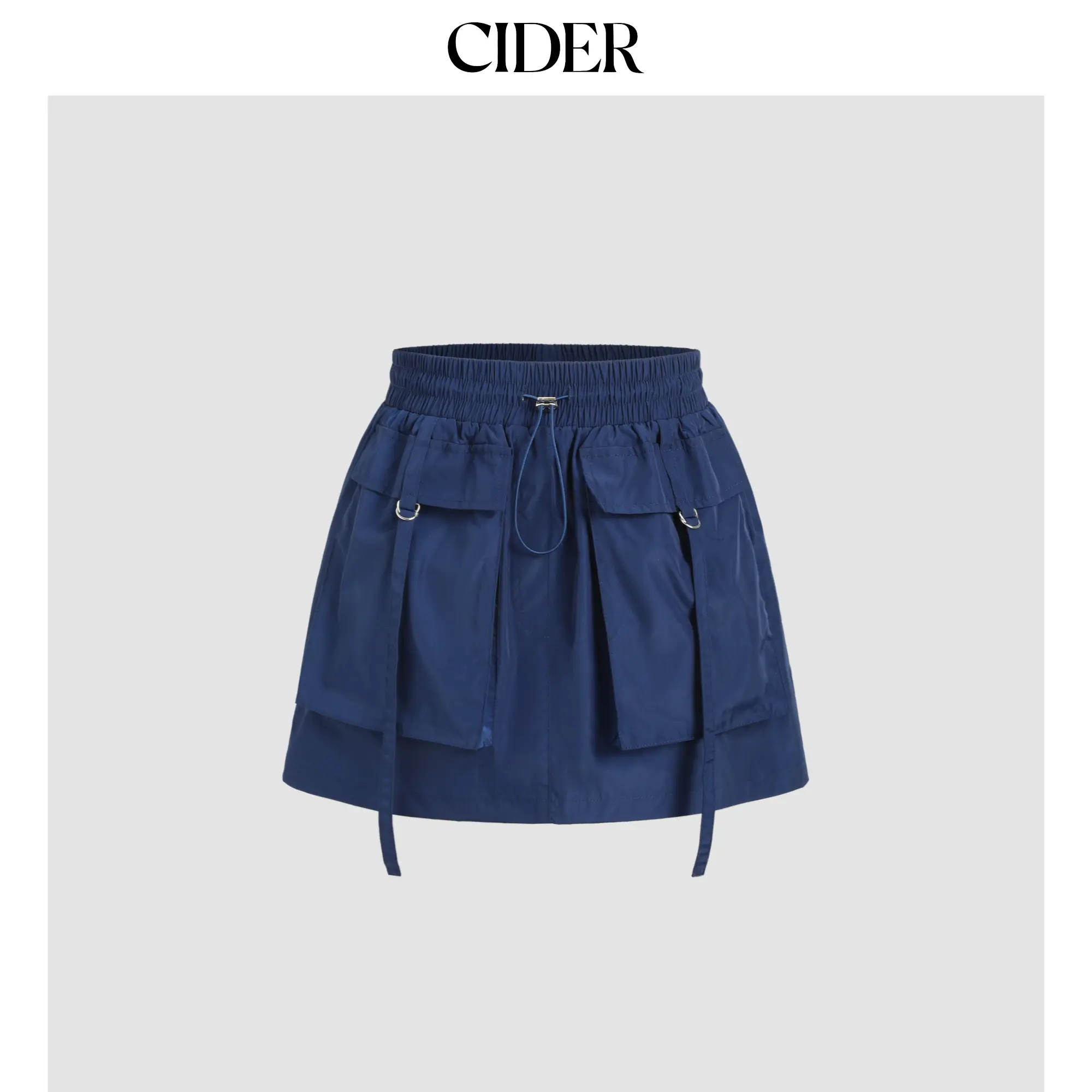 Cider [2 colors, size 2-10] Solid Cargo Pocket Drawstring Mini Skirt