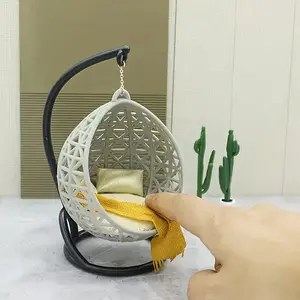 Hanging Basket Chair Model for Desktop, Architectural Sand Table & Dollhouse Decoration, Pretend Play Accessory, Miniature Furniture Decor