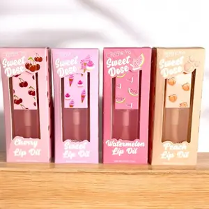 Sweet Dose Lip Oil Radiant Nourishing Lip Gloss with Jojoba Oil & Vitamin E Lipstick Makeup - Cherry, Sweet, Watermelon, Peach Flavors