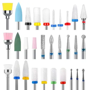 Ceramic Nail Drill Bits Sets, 10 pcs Electric Nail Drill Bits Kit 3/32", Nail Grinding Tool Professional Cuticle Polishing Bits for Acrylic Gel Nails, Nail Art, Cosmetic Manicure, Electric Nail Files Manicure Pedicure Drill Tool, Nail Care Tool