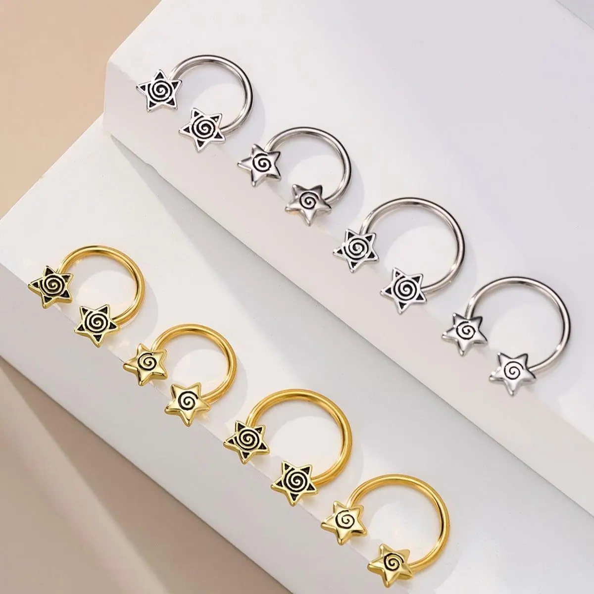 Oufer Spiral Star Horseshoe Septum Ring