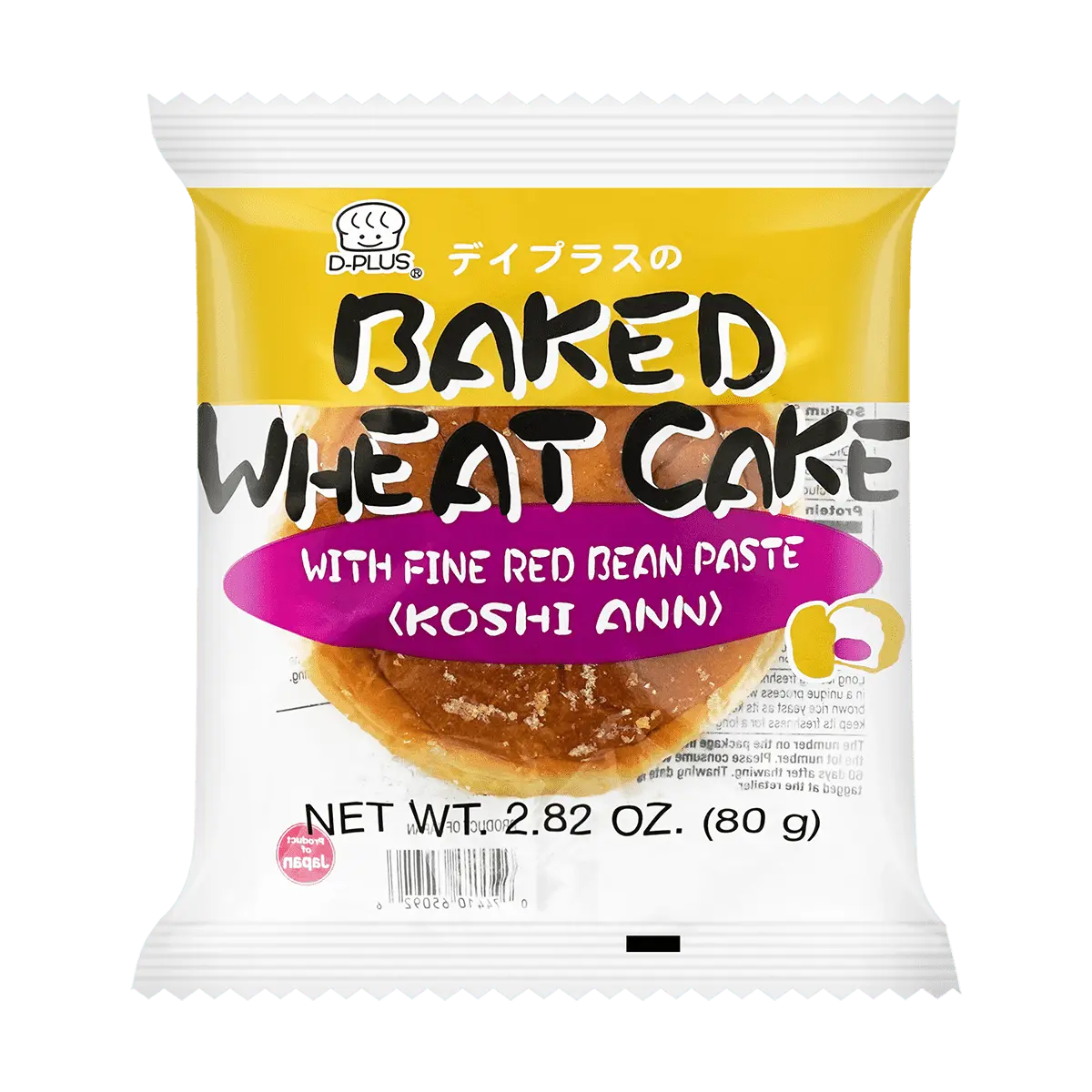 D-PLUS Natural Yeast Bread with Sweet Red Bean Paste, 2.82oz