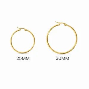 Minimal Stainless Steel Gold Hoop Earrings Set (25mm & 30mm) – Everyday Lightweight Hoops