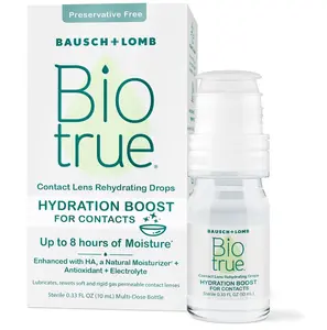 Biotrue Hydration Boost for Contacts, Rehydrating Eye Drops for Dry Eyes, Preservative Free, Refreshes, Lubricates & Moisturizes Lenses, Rewetting Eye Drops, 0.33 FL Oz (Pack of 1)