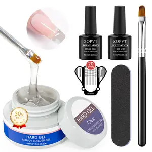 Hard Gel Nail Extension Builder, Nail Glue Extension, Transparent Nude, 30g Large Capacity, Home Manicure DIY Creative Gift