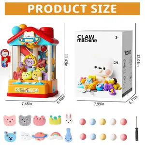 【Boninii】Kids' Claw Machine, Electronic Arcade Game with Music & Plush Prize Vending Toys, Outdoor Fun Party Birthday Gift for 4-8 Year Olds