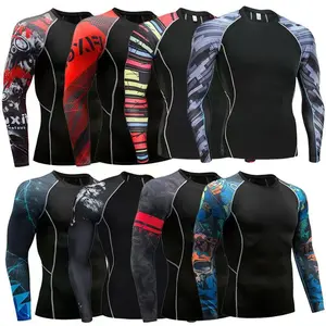 Sports tights long-sleeved men's quick-drying breathable gym clothes outdoor basketball riding running training sports primer Athletic Fashion Activewear Athletic Shirt Moisture Wicking Tee