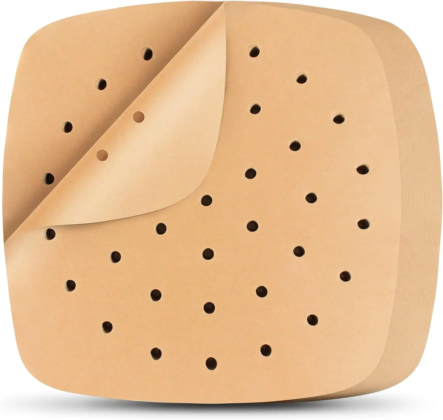 Unbleached Air Fryer Liners - 200 Pieces 8.5 in Perforated (Holes) Parchment Paper Sheets, Non-Toxic, Easy Cleanup for Baking, Bamboo Steaming Basket