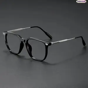 TR90 Blue Light Blocking Square Frame Glasses, Ultra Lightweight Computer Eyewear for Men & Women, Comfortable Anti Eyestrain Screen Glasses for Office, Gaming, Reading & Daily Wear, Bluelight Glasses, Angular Non-Prescription Glasses