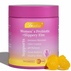LEEFAR Her Juicy Feminine Probiotics Gummies- All in One Solution with Slippery Elm and Prebiotics&Lactobacillus Probiotic Blend for Women's pH Balance and Dryness - Hawaiian Pineapple Gummies 60 Counts Women's Probiotics