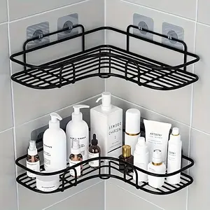 Stainless Steel Corner Shower Rack, Rust-Resistant Wall-Mounted Bathroom Storage Shelf, Bathroom Organizer, Bathroom Shower Organizers, Ideal for Shampoo, Toners & Cosmetics