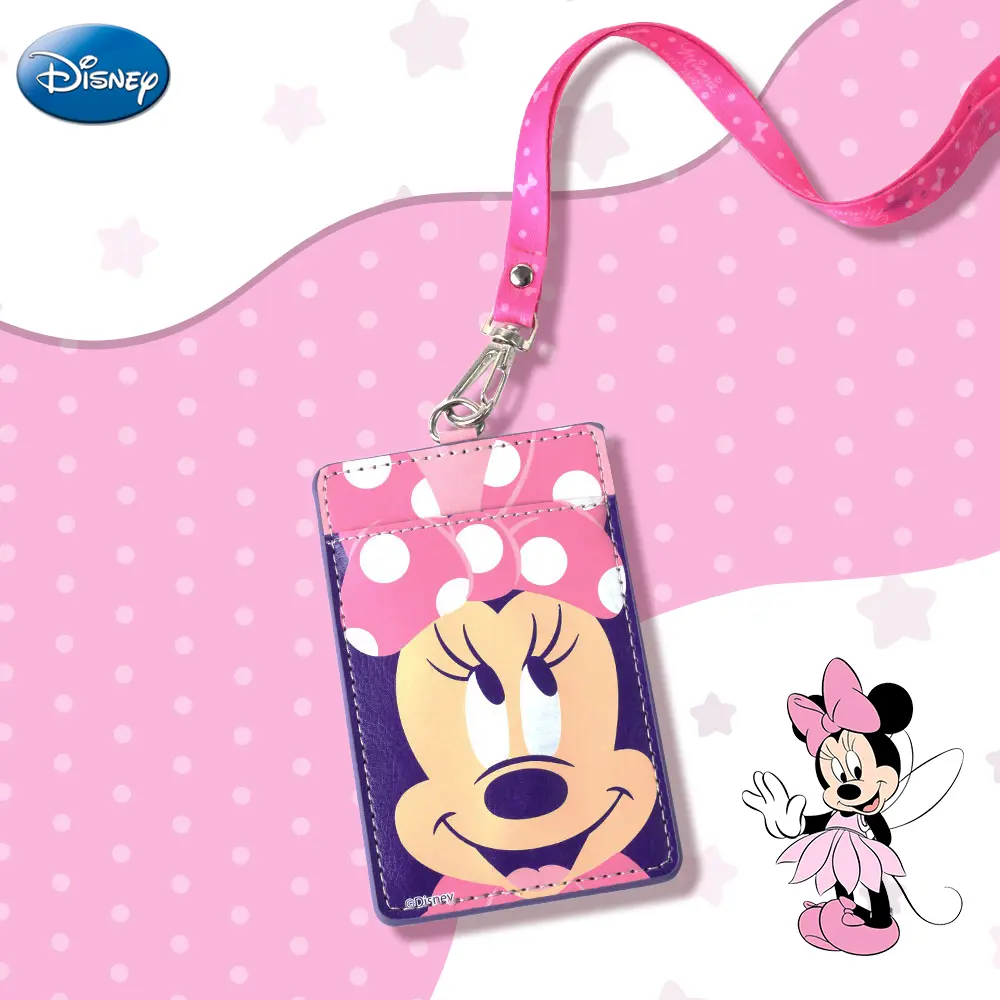 1PC Disney Officially Licensed Minnie Lanyard Bag Portable Travel Nice Little Classic Fashion Id Badge Holder With Lanyard ID Card Bus Card Protection Cover Card Collection Bag Halloween Christmas Thanksgiving Cute Gifts