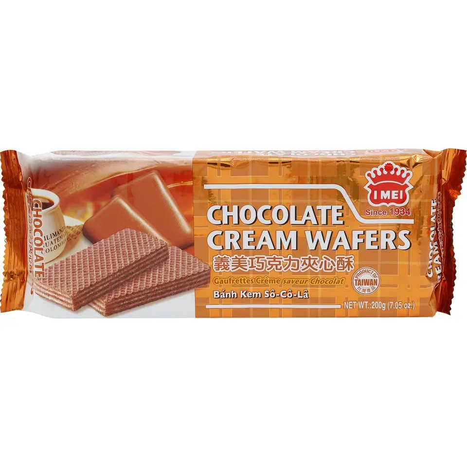 IMEI Chocolate-Infused Cream-Filled Wafers - Asian Snack Biscuits, Multi-Flavored Crunchy Thin Cookies, 200g Rich Cocoa Wheat-Containing Sweet Treat Snack Packs