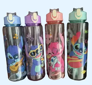 800ml Cartoon  Water Bottle with Straw – Leakproof Portable Drinking Cup