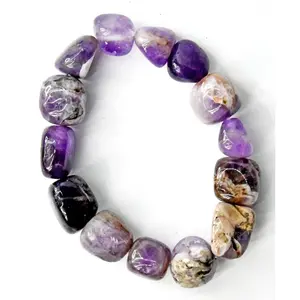Chevron Amethyst Nugget Bracelet — Stretch Crystal Band
