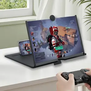 3D HD Screen Magnifier Amplifier Projector Screen for Movies, Videos,and Gaming. Foldable Mobile Phone Holder with Screen Magnifier,Supports All Smartphones(Black) - 10"