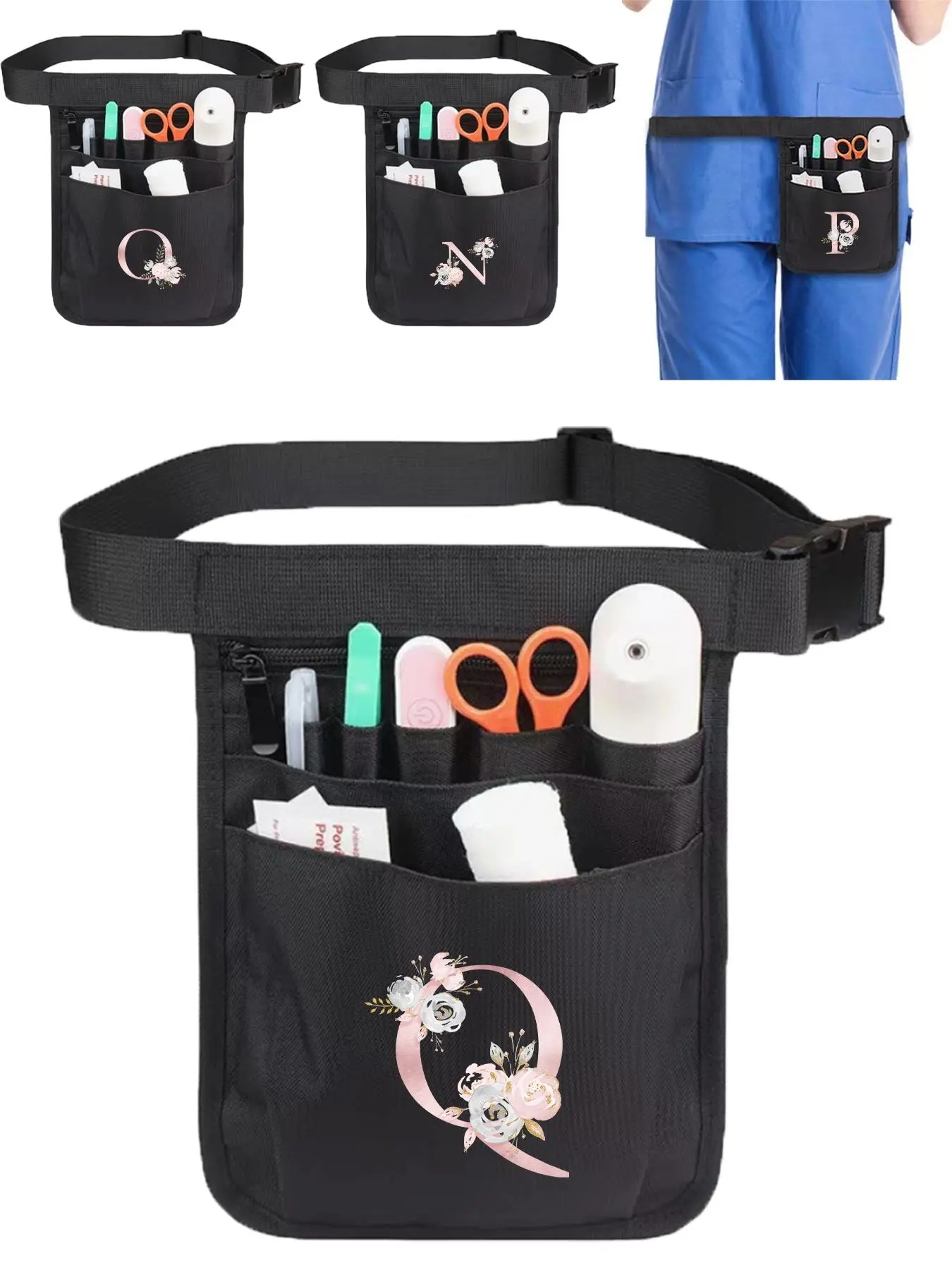 Adjustable Belt Waist Bag for Medical Scissors Care Kit, Multi-compartment Convenient Tool Pockets Nurse Tool Storage Bag, Fanny Pack for Women, Tool Bag Organizer, Tool Pouch, Tool Organizing Bag