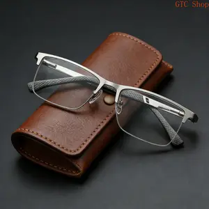 2026 New Semi-Rimless Business Blue Light Blocking Eyeglasses for Men – Lightweight Metal Frame Fashion Computer Glasses, Anti Eye Strain Clear Lens Eyewear Ideal for Office Work, Daily Study & Long Screen Time Use