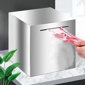 Stainless Steel Saving Pot, Large Capacity Savings Pot for Adults, Only Deposit Not Take, New Design, Ideal for Savings, Coin Piggy Bank, Cash Saving Box, Steel Money Box
