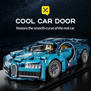 【1:14】 Blue sports car building blocks, assembled sports car, pulled back car, racing car, educational toy car, assembled model, cool birthday gift