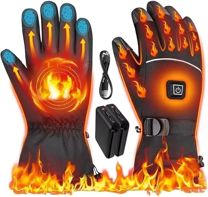 USB Rechargeable Heated Gloves, Waterproof Touch Screen Hand Warmer, WinterOutdoor Sports Gloves for Cycling Hiking,Birthday Gift,Christmas Gift