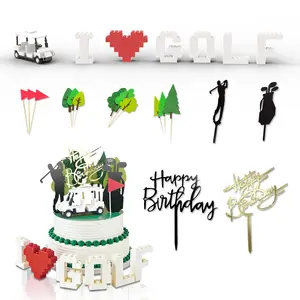 Golf Cake Topper Set with Mini Brick Golf Cart & “I Love Golf” Display – Premium Golf Birthday Cake Decorations for Golf Lovers & Golfer Parties