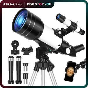 Astronomical Telescope 70mm Aperture 400mm AZ Mount Refracting for Kids Beginners with 3x Barlow Lens Adjustable Tripod & Replacement Eyepieces tiktokshopspringglowup