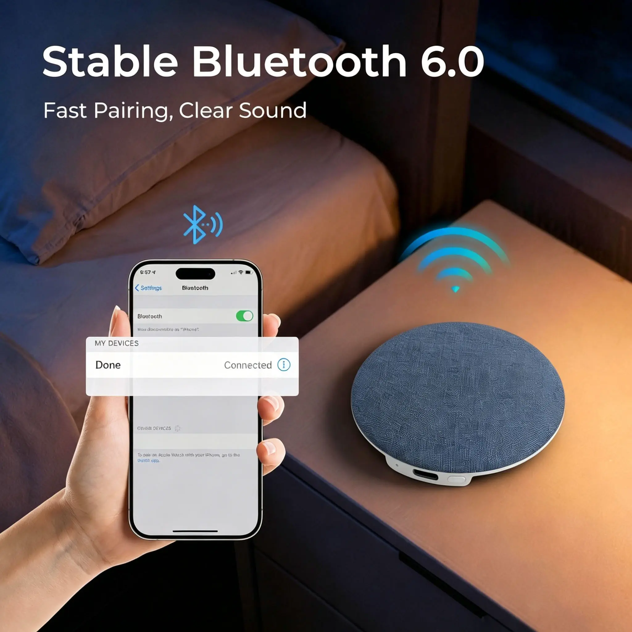 OObang Ultra-Thin Sleep Speaker Device - Customizable Bluetooth Cable-Free Portable Bass Stereo, Built-in Electronic Timer, USB Type-C Rechargeable, Hi-Res Audios, for Bedtime Music, Compatible with iOS/Android Phones & Tablets