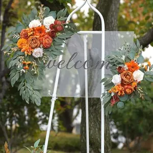 Wedding Welcome Wreath Set (2 Pieces), Artificial Flower Wreath, Perfect for Wedding Reception Ceremony Decoration, Elegant Floral Arrangement