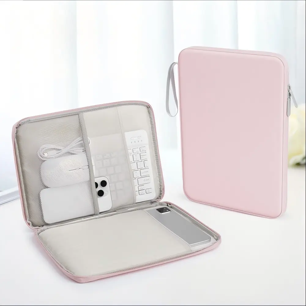 Tablet Sleeve Bag 11-14inch Simple Checkered Pattern Multi Pockets Tech Accessories Tablet Sleeve Pouch Compatible With HUAWEI MatePad Samsung Tab Xiaomi Redmi Pad iPad 10th 11th Air 4th 5th Air 11 13 Pro 11 12.9 13 Air Pro A2337 A2681 Storage