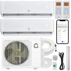 28000 BTU Dual Zone WIFI Mini Split AC System, 20 SEER2 230V Ductless Split AC Unit with 9000BTU and 18000 BTU Indoor Units with Pre-Charged Condenser, Include Copper Tube Line Set