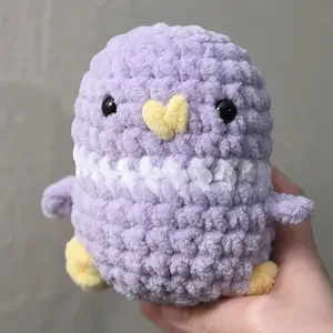 Handmade Purple Crochet Bird Plushie with Yellow Beak and Feet Adorable Decorative Stuffed Animal