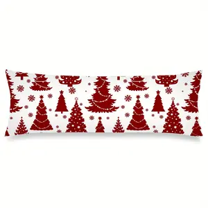 1pc, Christmas Pillowcase Cover with Christmas Tree Pattern Festive Red And White, Decorative Cushion Cover, Suitable for Sofas And Beds, a Perfect Choice for Home And Office Decor, No pillow core
