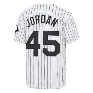 Men's #45 JordanWhite And Black Hip Hop Rap Baseball Jersey Embroidery Sportswear jersey